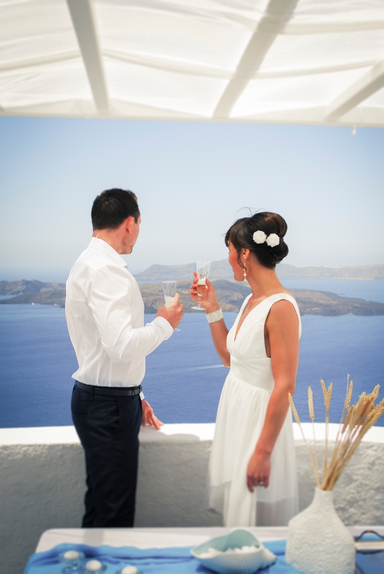 Just married in Santorini